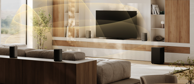Loewe We. BOOST: Home Theater Dolby Atmos wireless – Plug & Play Eleganza