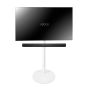 Piedistallo Vebos con Televisione Denon HEOS Home Cinema Soundbar bianco
