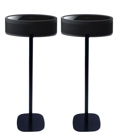 Coppia di piedistalli Vebos con Yamaha MusicCast 50 Nero Doppio