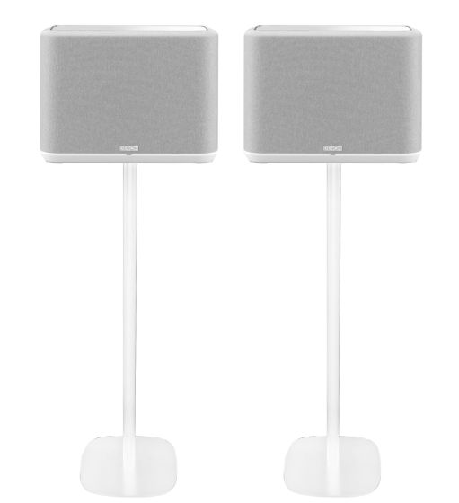 Coppia di piedistalli Vebos con Denon Home 350 Bianco Doppio