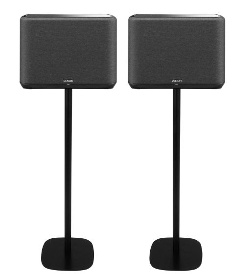 Coppia di piedistalli Vebos con Denon Home 350 Nero Doppio