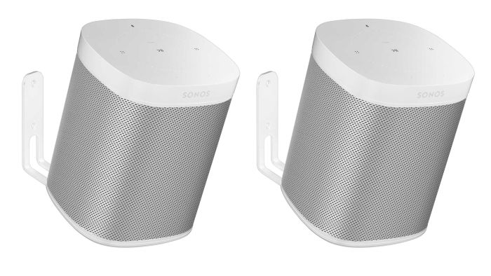 Coppia di supporti a muro Vebos per Sonos One Bianco 20 Grad Doppio