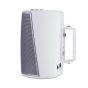 Vista laterale del supporto a muro Vebos per Denon HEOS 1 Bianco Doppio