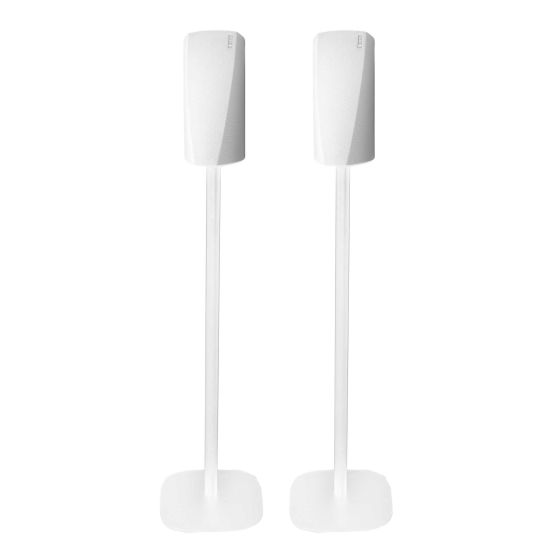 Coppia di piedistalli Vebos con Denon HEOS 3 Bianco Doppio