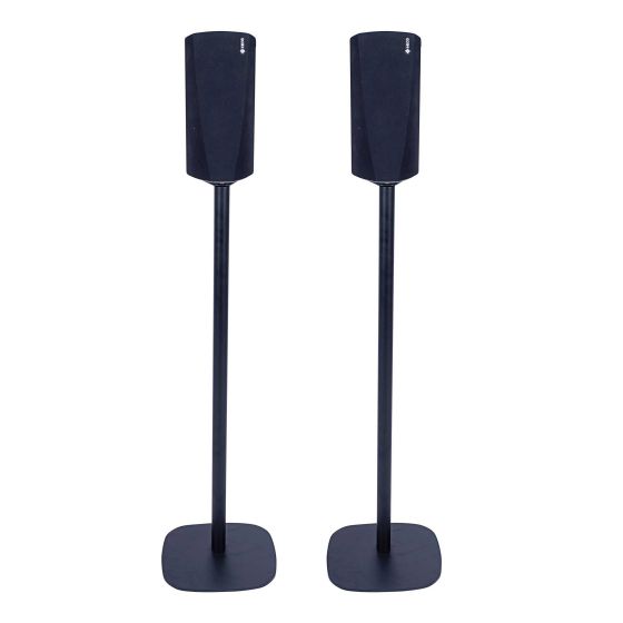 Coppia di piedistalli Vebos con Denon HEOS 3 Nero Doppio