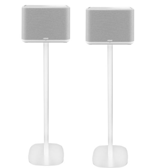 Coppia di piedistalli Vebos con Denon Home 250 Bianco Doppio