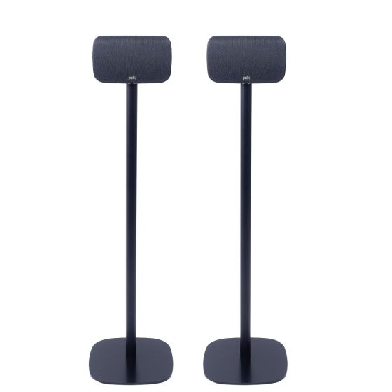 Coppia di piedistalli Vebos con Polk SR1 Wireless Surrounds Nero Doppio