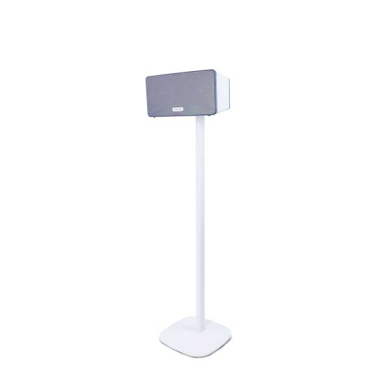 Vista sinistra del piedistallo Vebos per Sonos Play 3 bianco